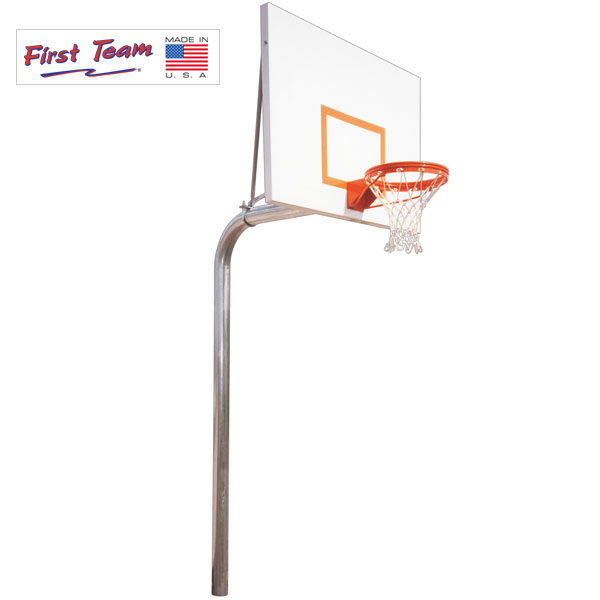 First Team RuffNeck Max Steel-Aluminum In Ground Fixed Height Basketball System44; Maroon 